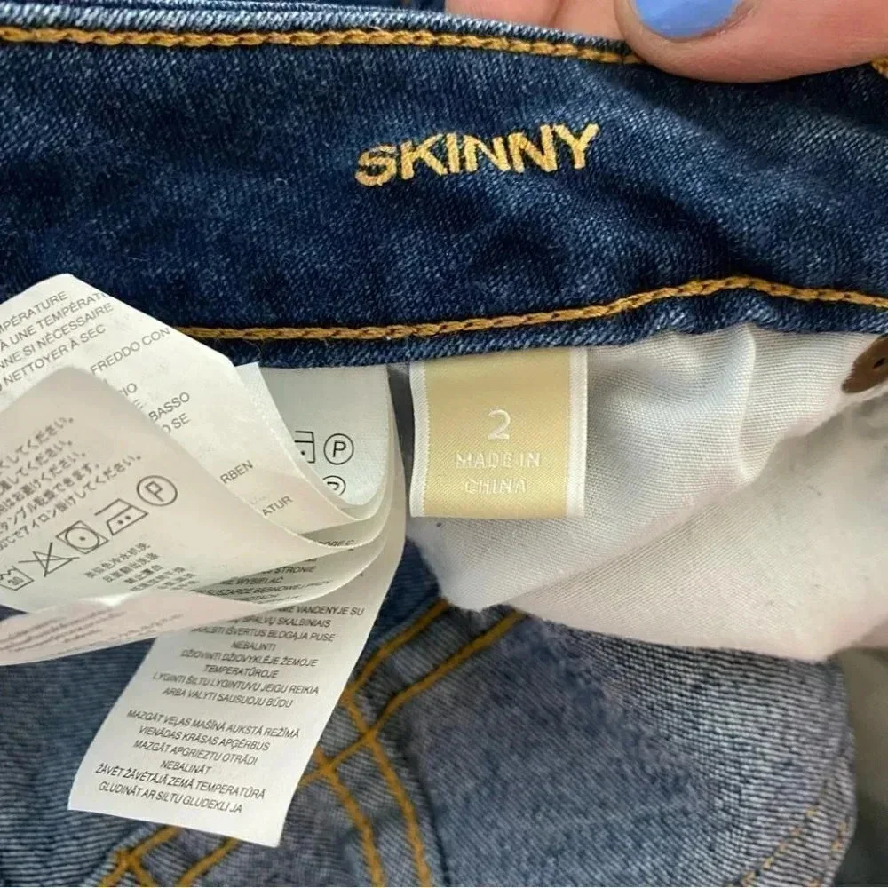 Michael Kors Skinny Jeans 2 Dark Wash Blue Slim Fit Mid Rise‎ Stretch Denim